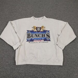 Vintage Santee Sweatshirt Mens Large White Bunch's Tavern Beer Graphic USA 90s
